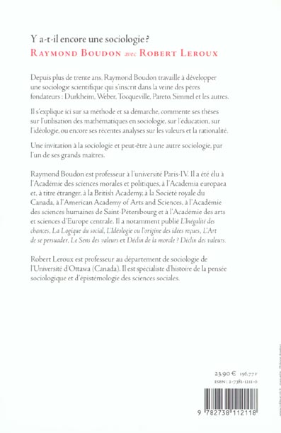 Quatrième de couverture de « Y A-T-IL ENCORE UNE SOCIOLOGIE ? »