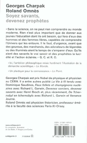 Quatrième de couverture de « SOYEZ SAVANTS, DEVENEZ PROPHETES »
