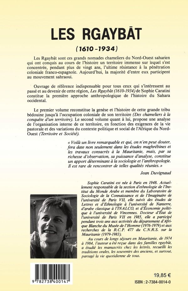 Quatrième de couverture de « LES RGAYBAT (1610-1934) »