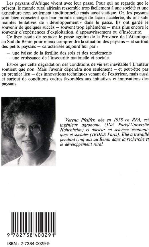 Quatrième de couverture de « AGRICULTURE AU SUD BENIN - PASSE ET PERSPECTIVES »