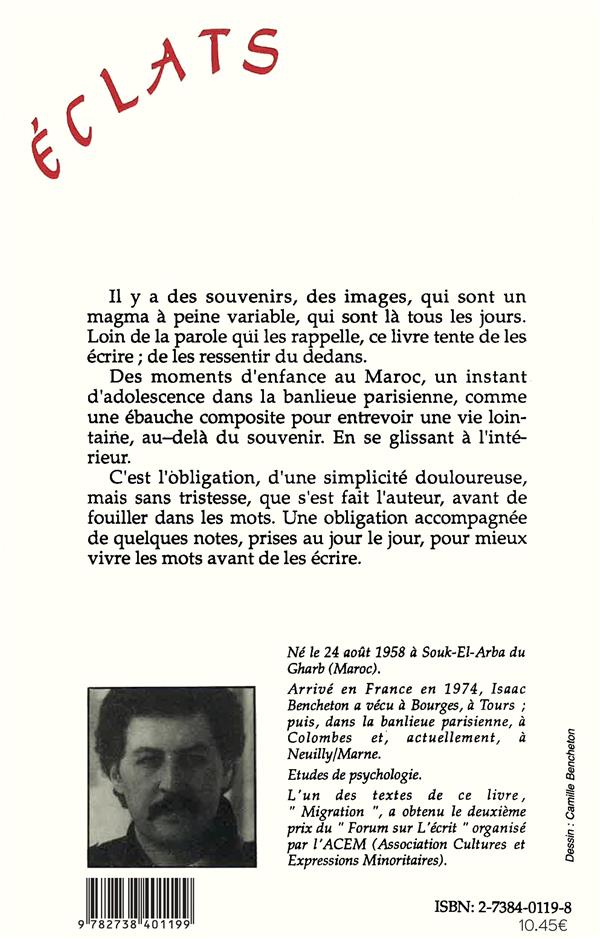 Quatrième de couverture de « ECLATS »