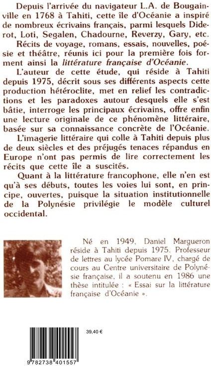 Quatrième de couverture de « TAHITI DANS TOUTE SA LITTERATURE »