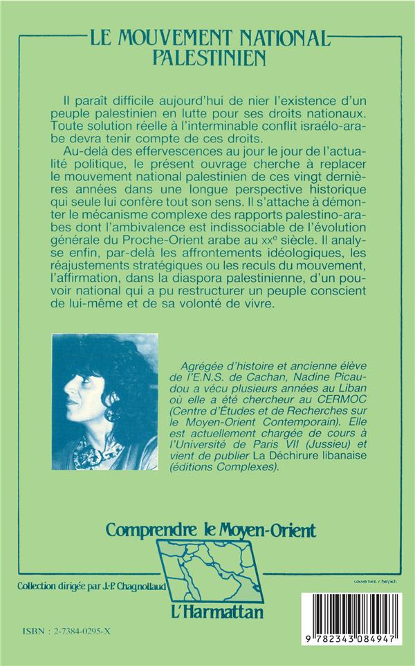 Quatrième de couverture de « LE MOUVEMENT NATIONAL PALESTINIEN »