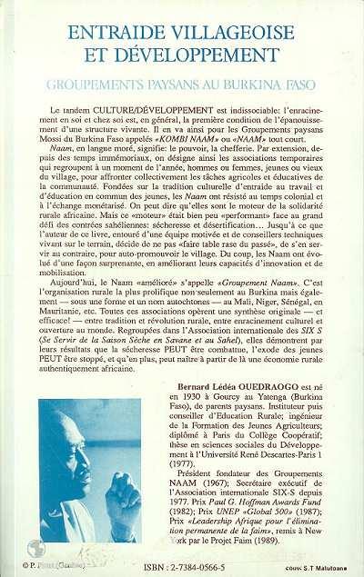 Quatrième de couverture de « ENTRAIDE VILLAGEOISE ET DEVELOPPEMENT - GROUPEMENTS PAYSANS AU BURKINA FASO »