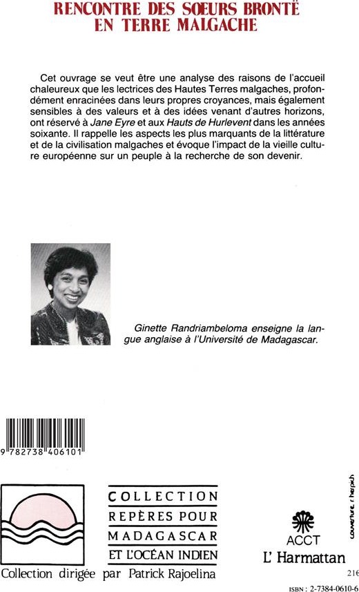 Quatrième de couverture de « RENCONTRE DES SOEURS BRONTE EN TERRE MALGACHE »