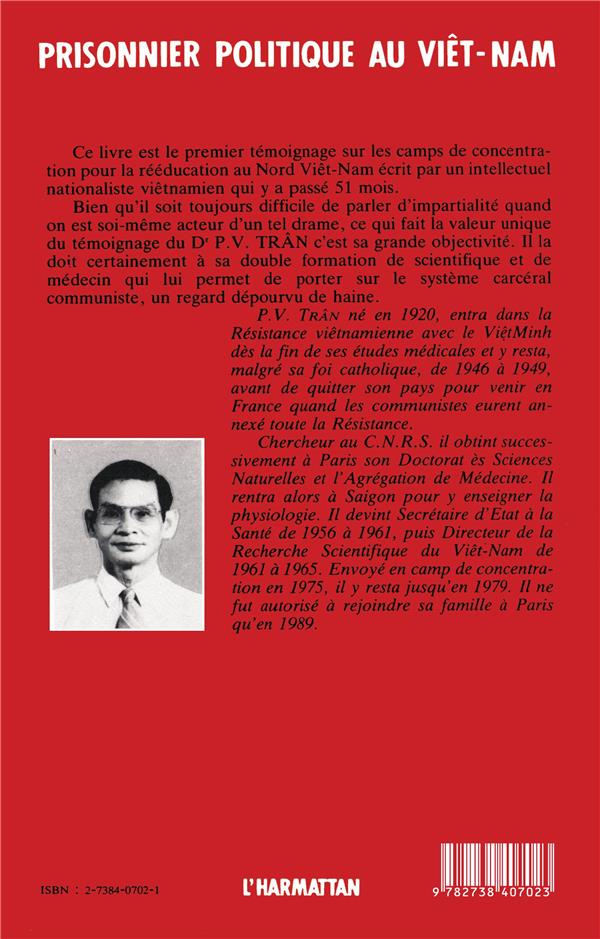Quatrième de couverture de « PRISONNIER POLITIQUE AU VIETNAM, 1975-1979 »