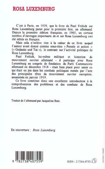Quatrième de couverture de « ROSA LUXEMBOURG »