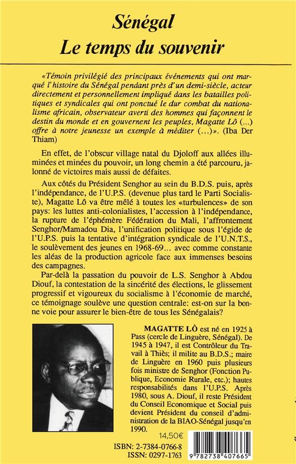 Quatrième de couverture de « SENEGAL - LE TEMPS DU SOUVENIR »