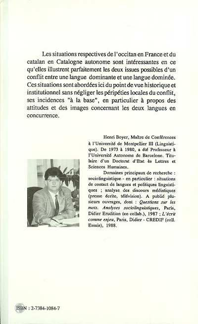 Quatrième de couverture de « LANGUES EN CONFLIT - ETUDES SOCIOLINGUISTIQUES »