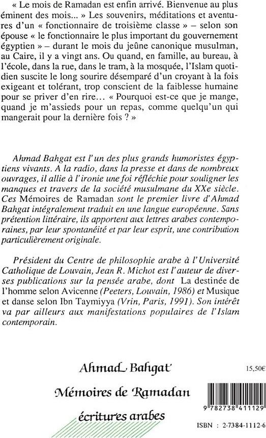 Quatrième de couverture de « MEMOIRES DE RAMADAN »