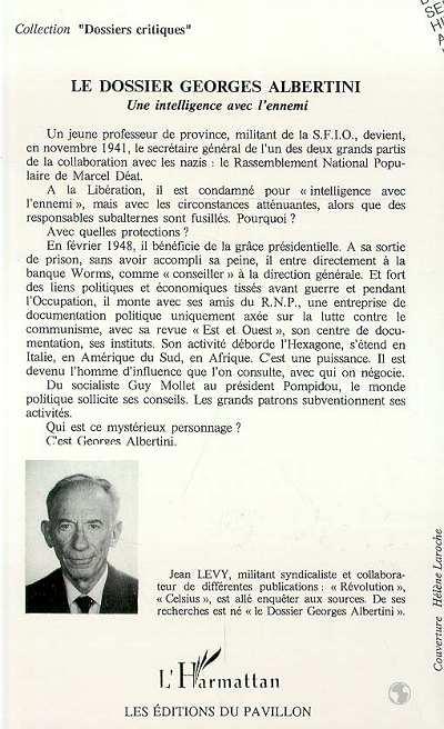 Quatrième de couverture de « LE DOSSIER GEORGES ALBERTINI »