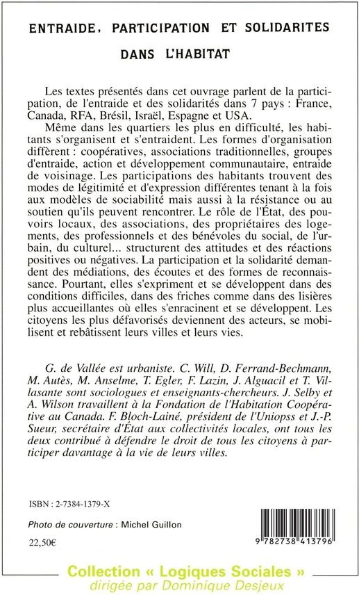Quatrième de couverture de « ENTRAIDE, PARTICIPATION ET SOLIDARITE DANS L'HABITAT »