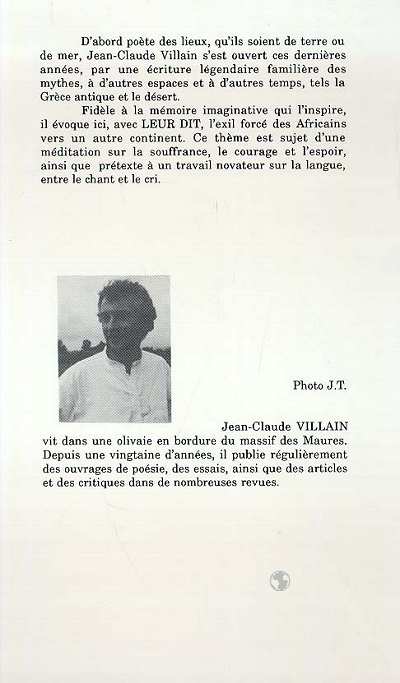 Quatrième de couverture de « LEUR DIT »