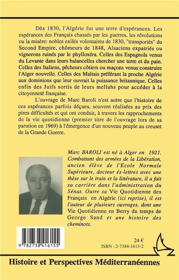 Quatrième de couverture de « ALGERIE TERRE D'ESPERANCES - COLONS ET IMMIGRANTS (1838-1914) »