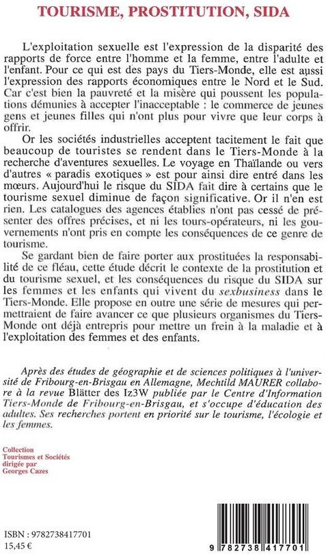 Quatrième de couverture de « TOURISME, PROSTITUTION, SIDA »