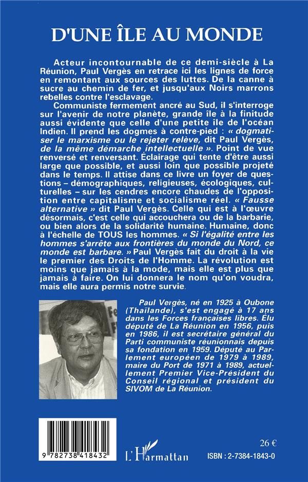 Quatrième de couverture de « D'UNE ILE AU MONDE - ENTRETIENS AVEC BRIGITTE CROISIER »