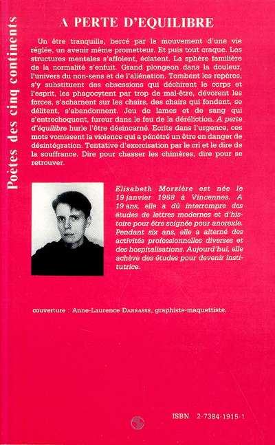Quatrième de couverture de « A PERTE D'EQUILIBRE »