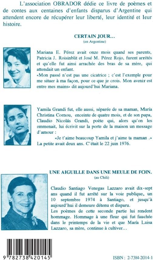 Quatrième de couverture de « DETENU... DISPARU - POEMES ET CONTES D'ARGENTINE ET DU CHILI »
