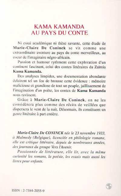 Quatrième de couverture de « KAMA KAMANDA AU PAYS DU CONTE »