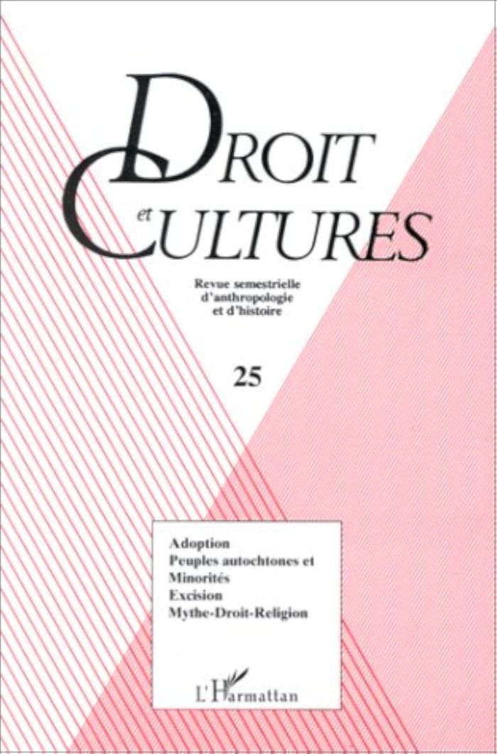 Couverture du livre « ADOPTION LES PEUPLES AUTOCHTONE ET LES MINORITES » de Droit Et Cultures 25, librairie Les Contes Infusés à Corte