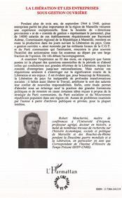 Quatrième de couverture de « LA LIBERATION ET LES ENTREPRISES SOUS GESTION OUVRIERE - MARSEILLE 1944-1948 »
