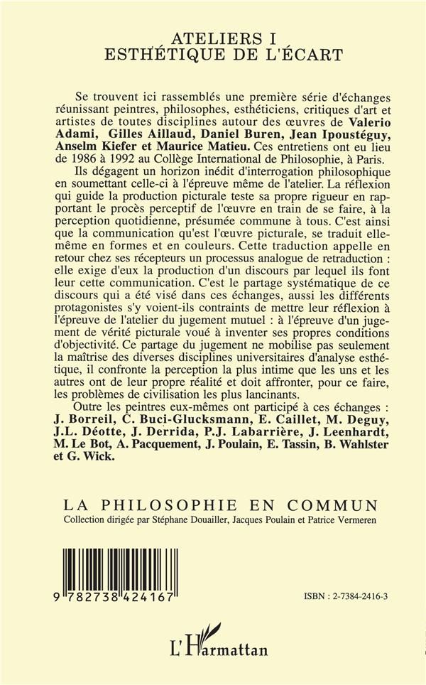 Quatrième de couverture de « ATELIERS I »