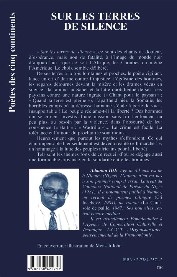 Quatrième de couverture de « SUR LES TERRES DE SILENCE »