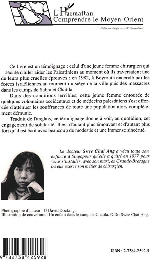 Quatrième de couverture de « DE BEYROUTH A JERUSALEM - UNE FEMME CHIRURGIEN CHEZ LES PALESTINIENS »