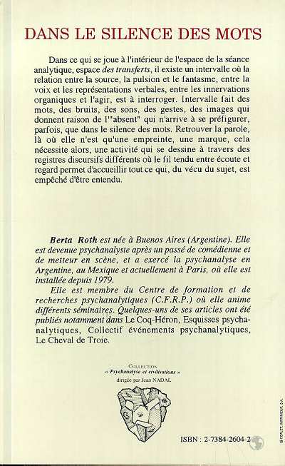 Quatrième de couverture de « DANS LE SILENCE DES MOTS »