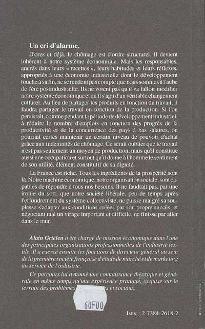 Quatrième de couverture de « LE CHOMAGE ACTUEL, SIGNE D'UNE ERE NOUVELLE ? »