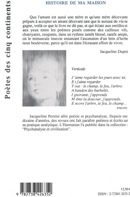 Quatrième de couverture de « HISTOIRE DE MA MAISON OU NAITRE »