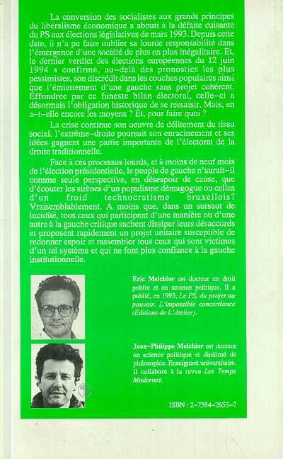 Quatrième de couverture de « UNE GAUCHE EN QUETE DE SENS »