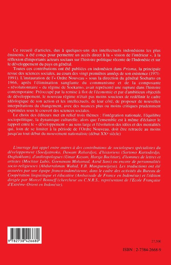Quatrième de couverture de « L'INDONESIEN CONTEMPORAIN - VOL01 »
