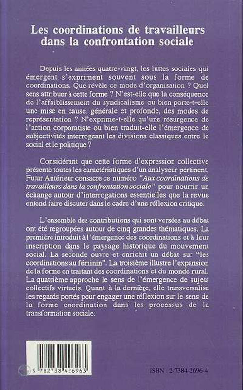 Quatrième de couverture de « LES COORDINATIONS DE TRAVAILLEURS DANS LA CONFRONTATION SOCIALE »