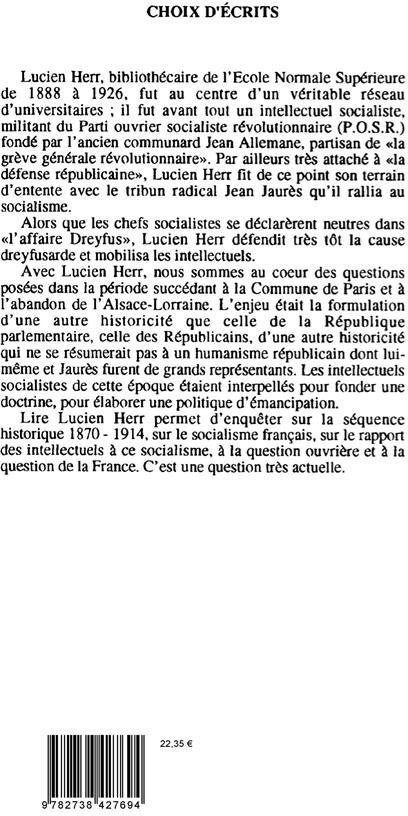 Quatrième de couverture de « CHOIX D'ECRITS - VOL01 - POLITIQUE »