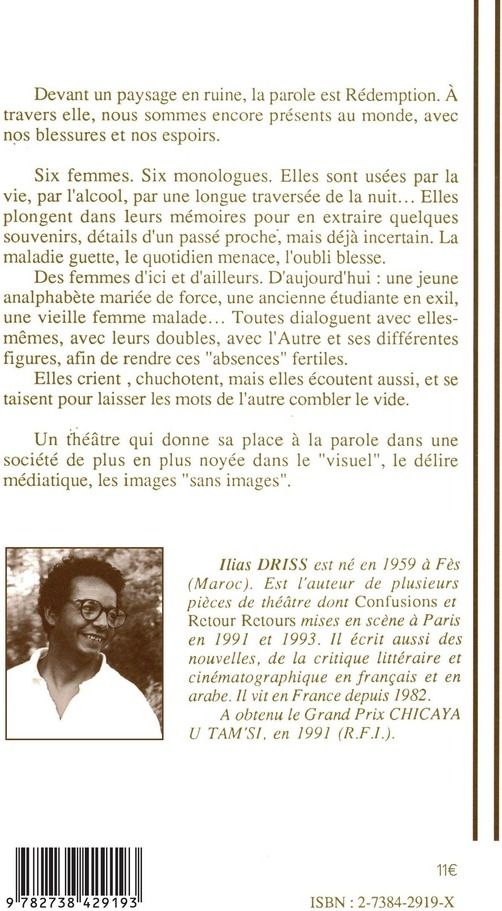 Quatrième de couverture de « ABSENCES »