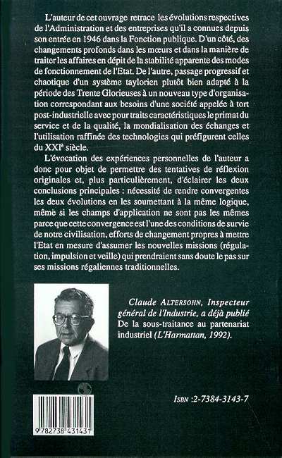 Quatrième de couverture de « ENTREPRISES ET ADMINISTRATION MEME COMBAT? »