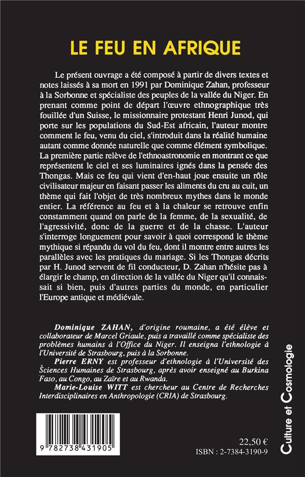 Quatrième de couverture de « LE FEU EN AFRIQUE »