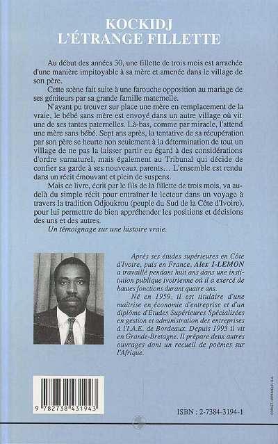 Quatrième de couverture de « KOCKIDJ L'ETRANGE FILLETTE - RECITS ET SOUVENIRS »