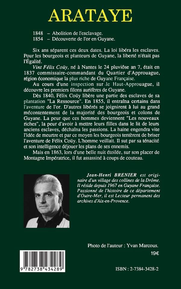 Quatrième de couverture de « ARATAYE - LA DECOUVERTE DE L'OR EN GUYANE »
