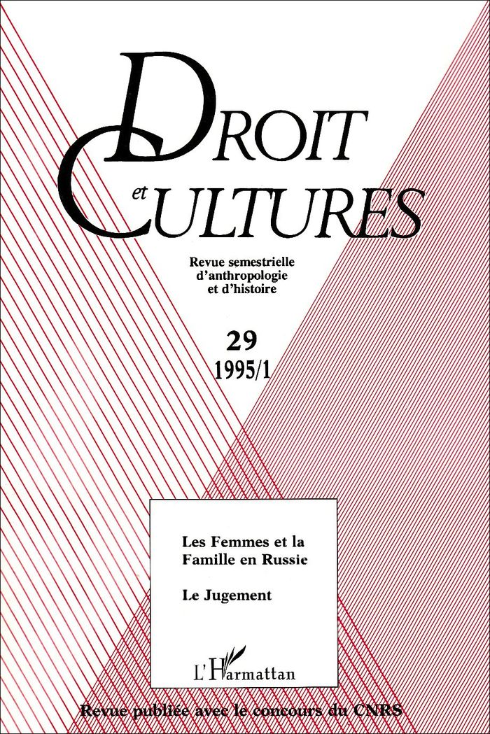Couverture du livre « FEMMES ET LA FAMILLE EN  RUSSIE. LE JUGEMENT » de Droit Et Cultures 29, librairie Les Contes Infusés à Corte