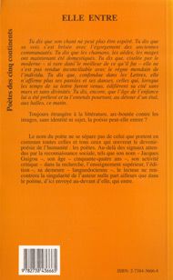 Quatrième de couverture de « ELLE ENTRE »