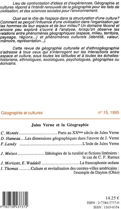 Quatrième de couverture de « GEOGRAPHIE ET CULTURES N 15 - VOL15 - SPECIAL JULES VERNE »