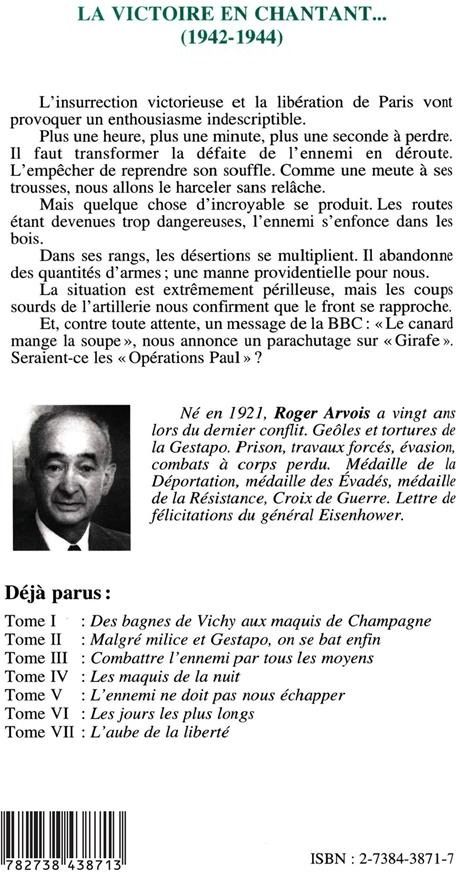 Quatrième de couverture de « LA VICTOIRE EN CHANTANT (1942-1944) - VOL08 - LES ANNEES TERRIBLES - TOME 8 »