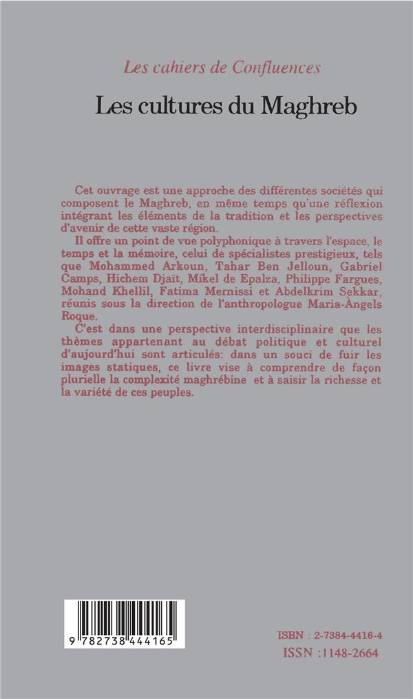 Quatrième de couverture de « LES CULTURES DU MAGHREB »