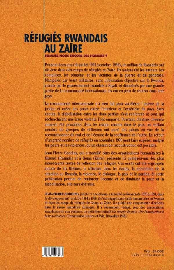 Quatrième de couverture de « REFUGIES RWANDAIS AU ZAIRE - SOMMES-NOUS ENCORE DES HOMMES? »