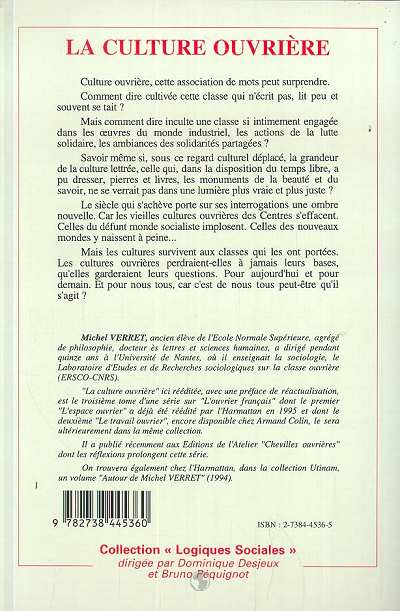 Quatrième de couverture de « LA CULTURE OUVRIERE »
