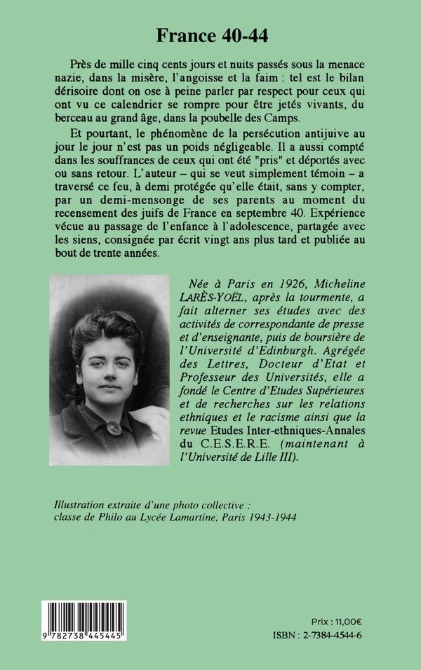 Quatrième de couverture de « FRANCE 40-41 »