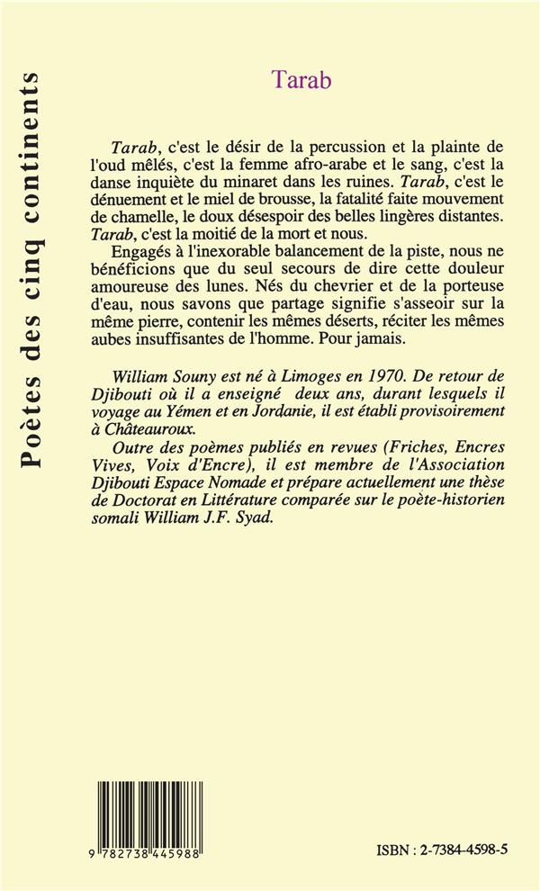 Quatrième de couverture de « TARAB »