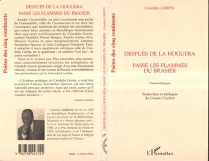 Couverture du livre « PASSE LES FLAMMES DU BRASIER - DESPUES DE LA HOGUERA (POEMES BILINGUES) » de Candido Geron, librairie Les Contes Infusés à Corte